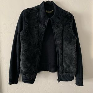 Black fur sweater Jacket small